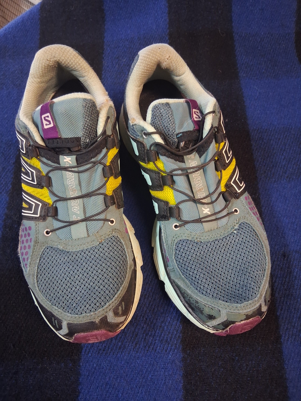Salomon Womens Grey, Yellow, Purple Trail Sneakers